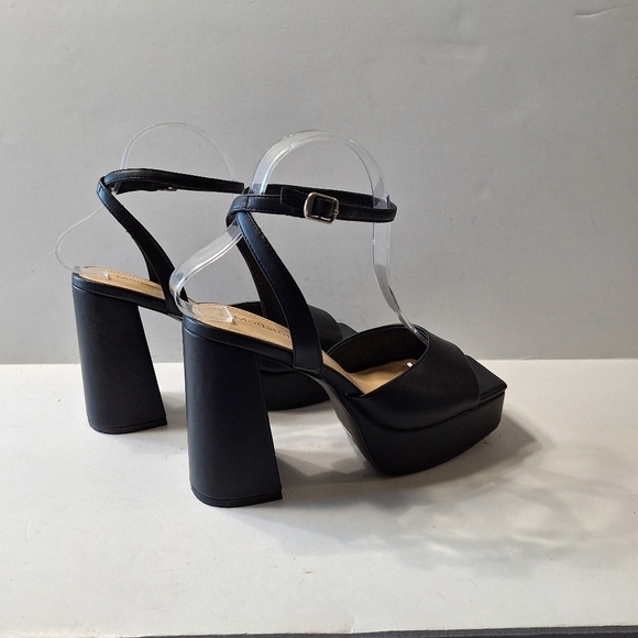 Modatope Black Y2K Bohemian Ankle Strap Chunky Platform Chunky Heels Size 7 - Picture 6 of 14